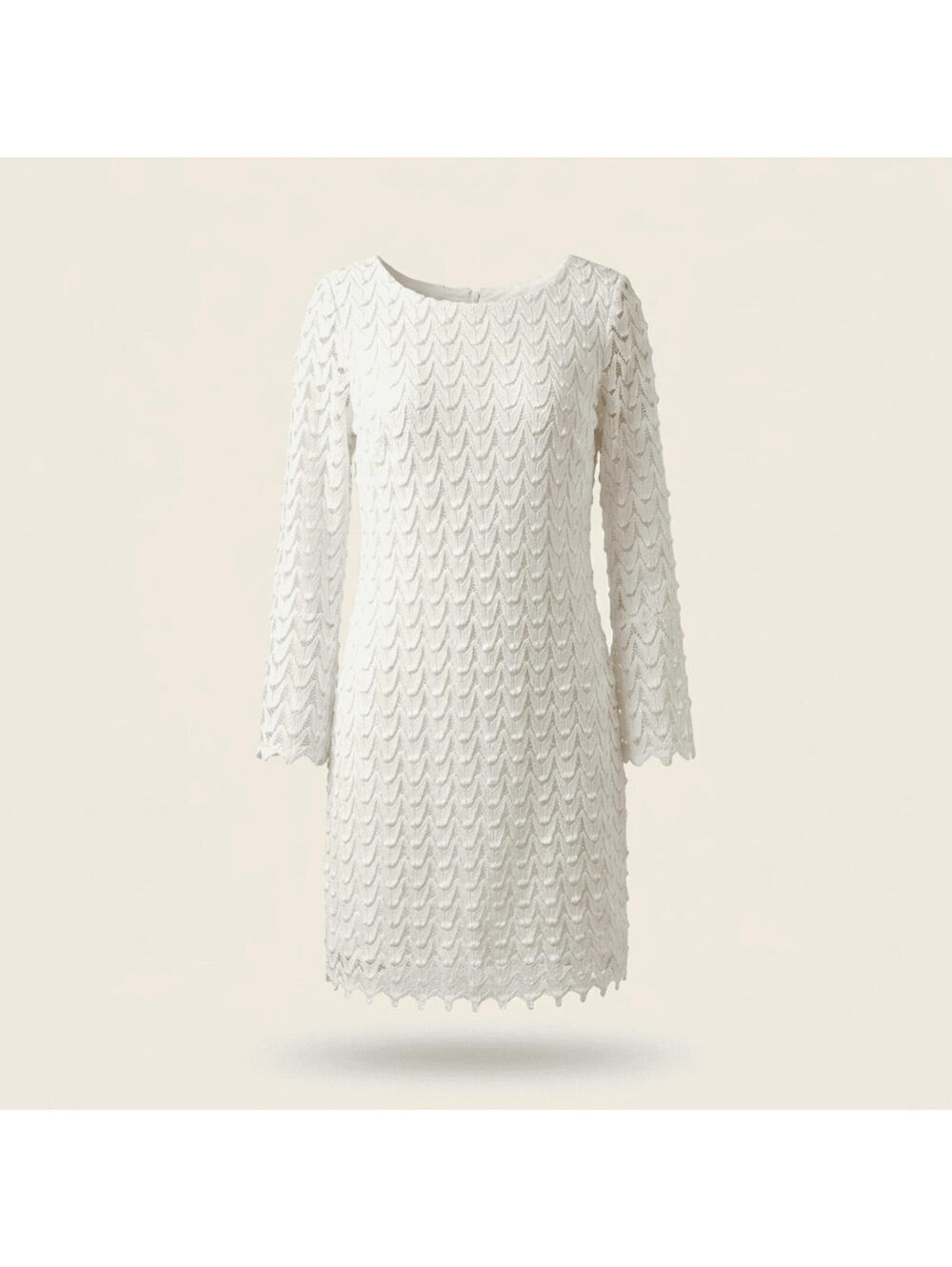 NWT PERCEPTIONS NEW YORK Long Flared Sleeve Lace Sheath Dress White Size 8P $79